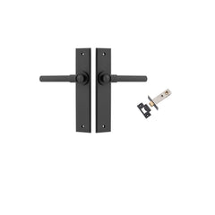 Helsinki Lever - Chamfered Backplate Passage Kit Matt Black / Solid Brass