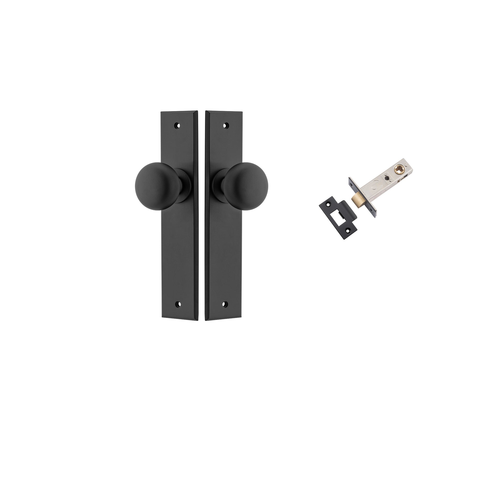 Cambridge  Knob - Chamfered Backplate Passage Kit Matt Black / Solid Brass