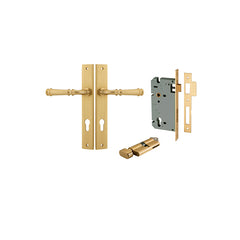 Verona Lever - Rectangular Backplate Entrance Kit with High Security Lock Satin Brass / Brass