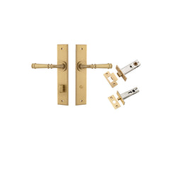 Verona Lever - Chamfered Backplate Privacy Kit with Privacy Turn Satin Brass / Solid Brass