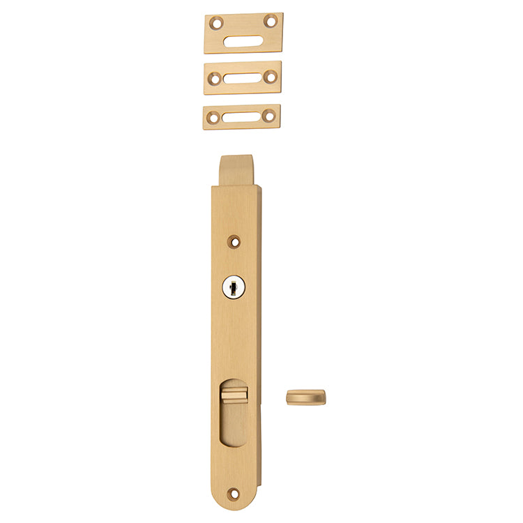 Locking Flush Bolt - 200mm Satin Brass / Solid Brass