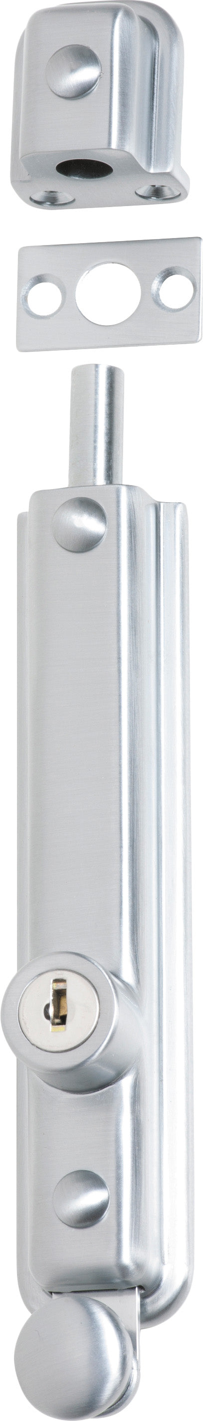 Locking Surface Mounted Bolt -  L150mm Satin Chrome