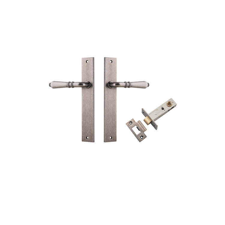 Sarlat Lever - Rectangular Backplate Passage Kit Rumbled Nickel / Solid Brass