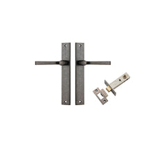 Annecy Lever - Rectangular Backplate Passage Kit Rumbled Nickel / Solid Brass