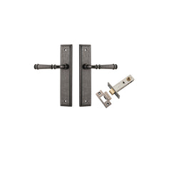 Verona Lever - Stepped Backplate Passage Kit Rumbled Nickel / Solid Brass