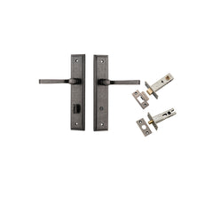 Annecy Lever - Stepped Backplate Privacy Kit with Privacy Turn Rumbled Nickel / Solid Brass