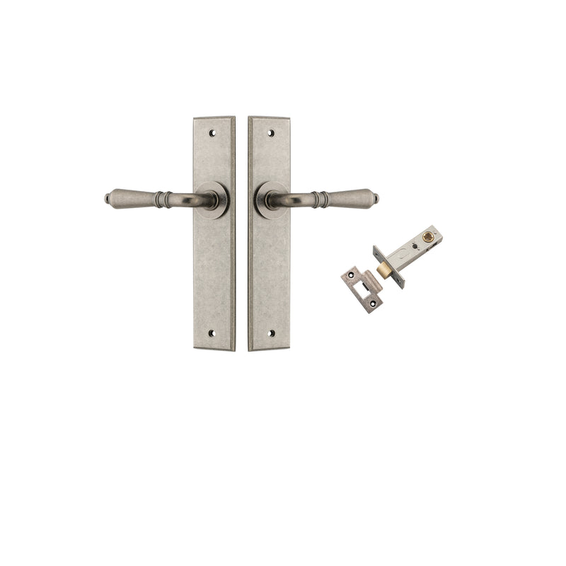 Sarlat Lever - Chamfered Backplate Passage Kit Rumbled Nickel / Solid Brass