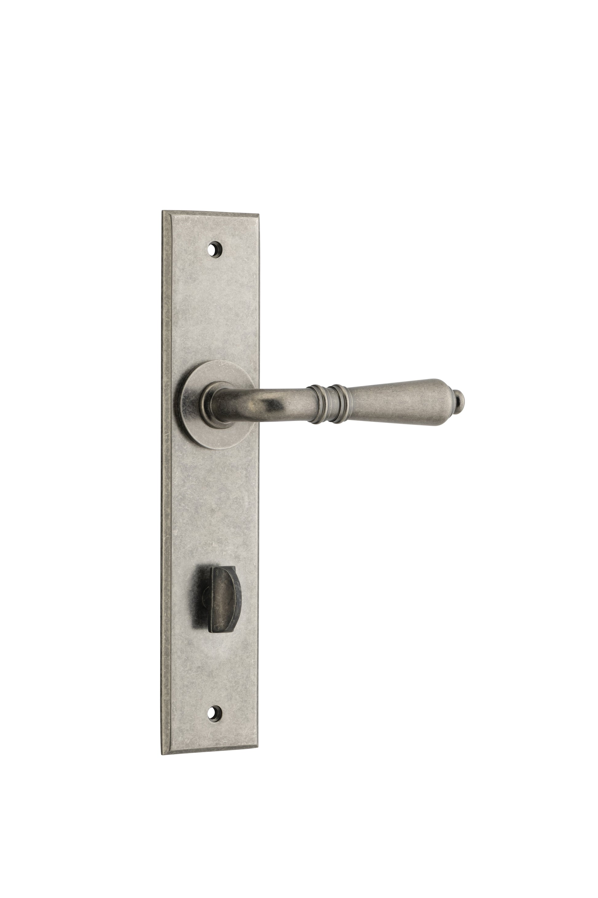 Sarlat Lever - Chamfered Backplate Rumbled Nickel