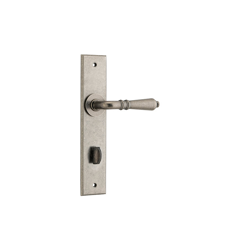 Sarlat Lever - Chamfered Backplate Rumbled Nickel