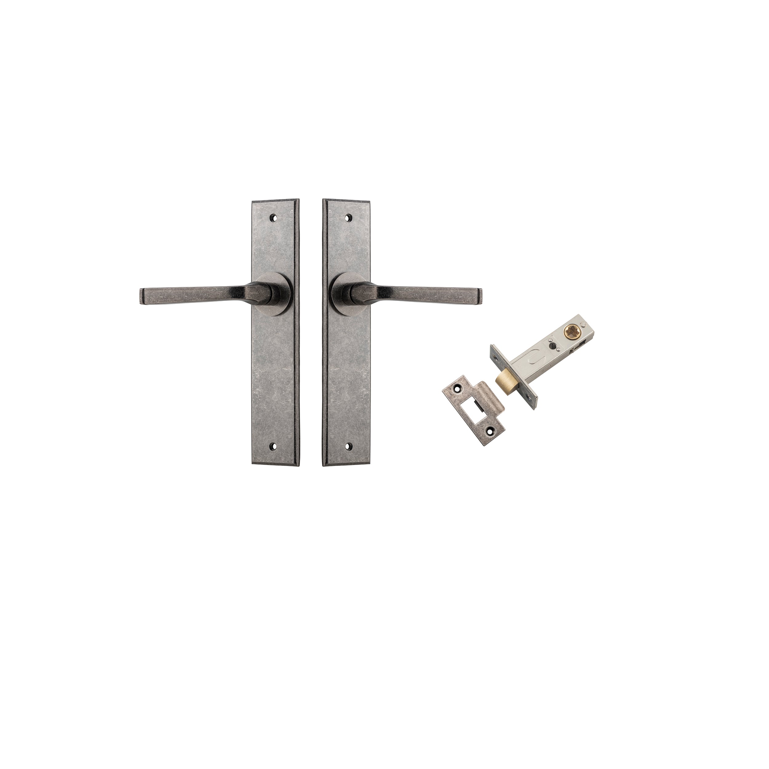 Annecy Lever - Chamfered Backplate Passage Kit Rumbled Nickel / Solid Brass