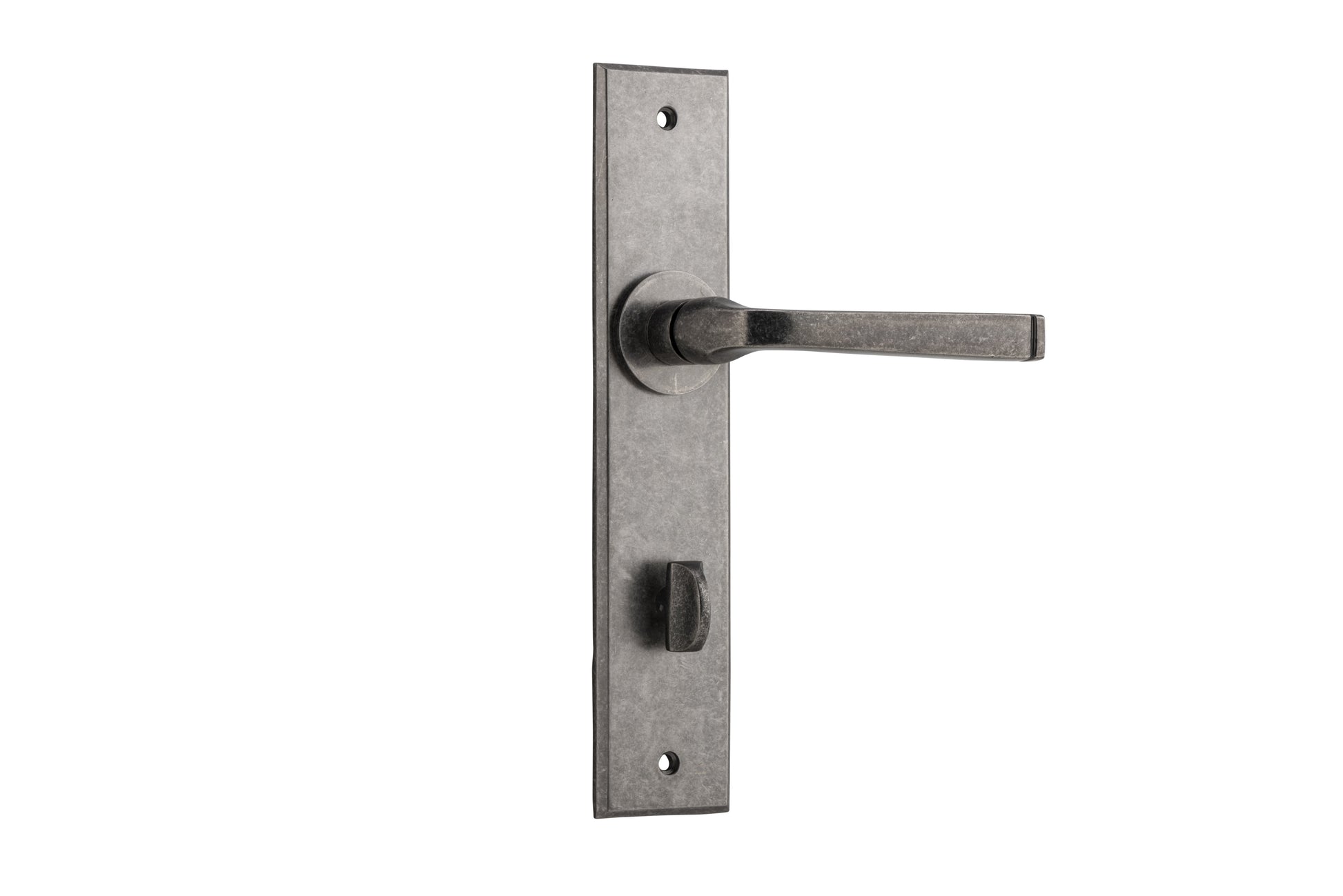 Annecy Lever - Chamfered Backplate (Handles Only) Rumbled Nickel / Privacy