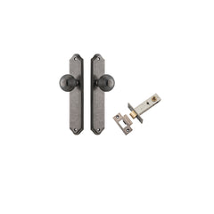Guildford Knob - Shouldered Backplate Passage Kit Rumbled Nickel / Solid Brass