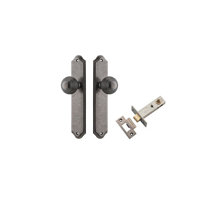 Guildford Knob - Shouldered Backplate Passage Kit Rumbled Nickel / Solid Brass