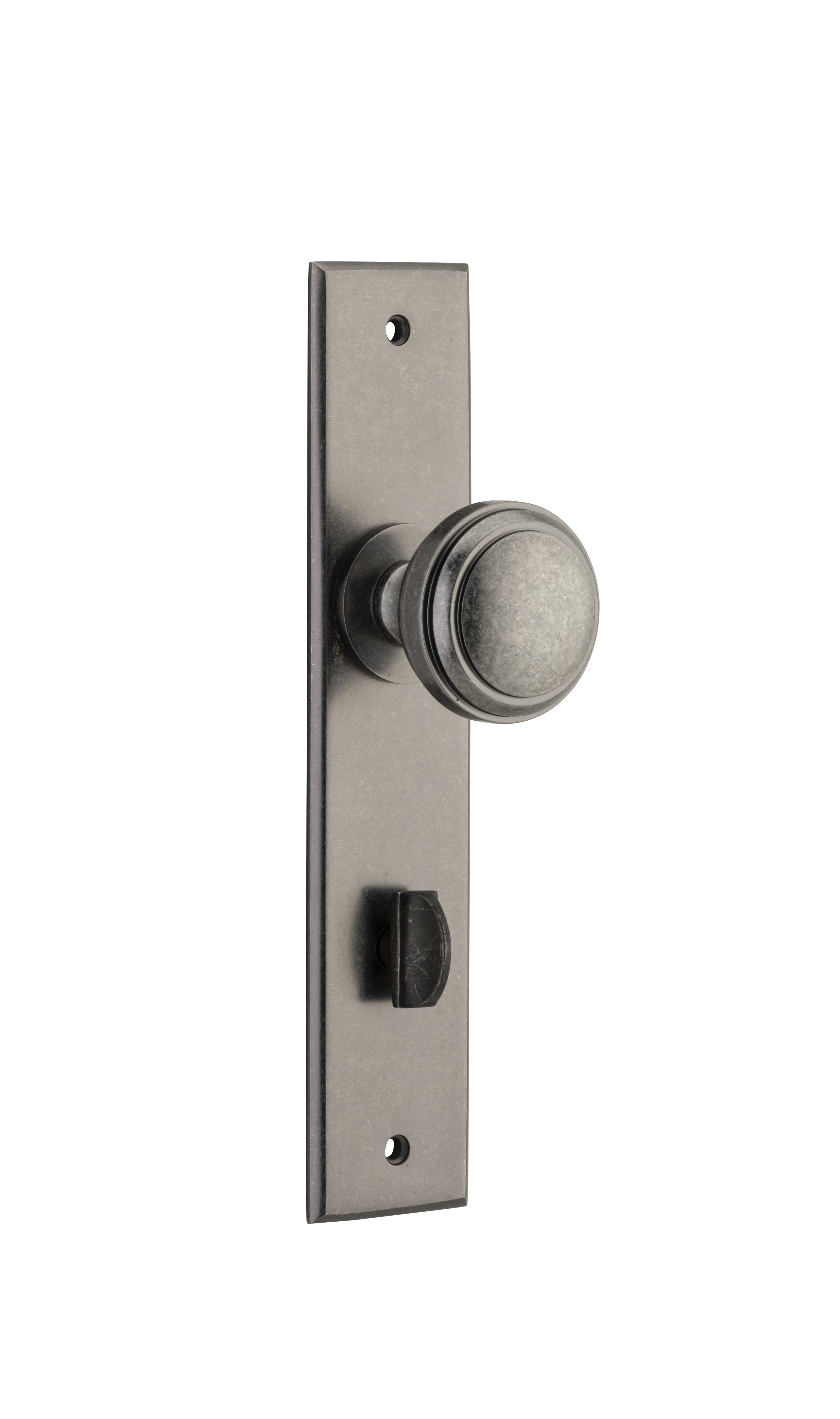 Paddington Knob - Chamfered Backplate Rumbled Nickel / Brass
