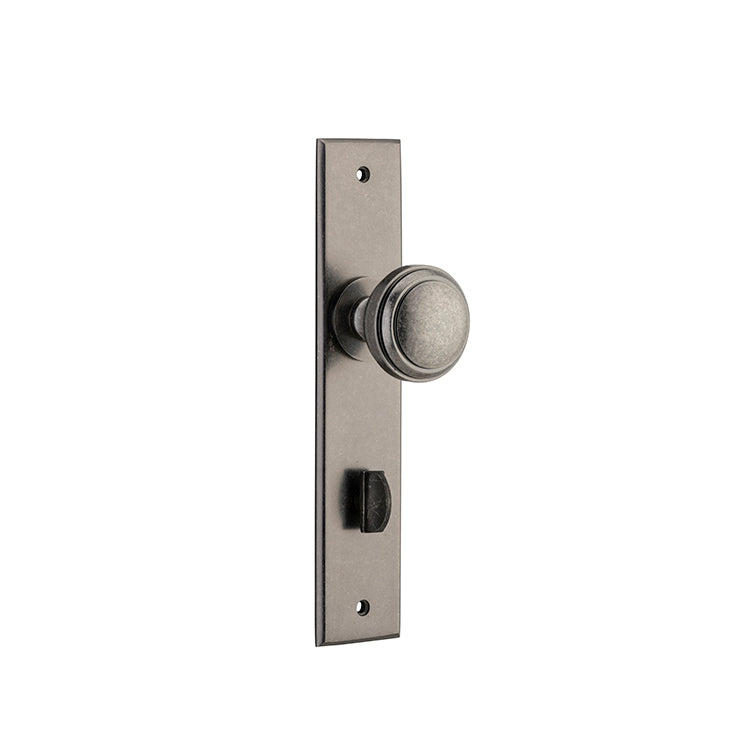 Paddington Knob - Chamfered Backplate Rumbled Nickel / Brass