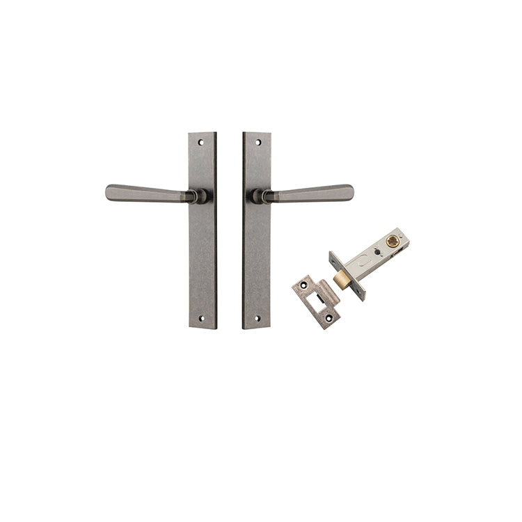 Copenhagen Lever - Rectangular Backplate Passage Kit Rumbled Nickel / Solid Brass