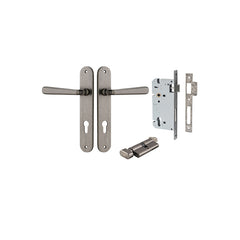 Copenhagen Lever - Oval Backplate Entrance Kit with High Security Lock Rumbled Nickel / Solid Brass