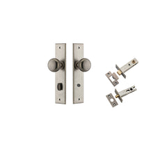 Cambridge Knob - Chamfered Backplate Privacy Kit with Privacy Turn Rumbled Nickel / Solid Brass