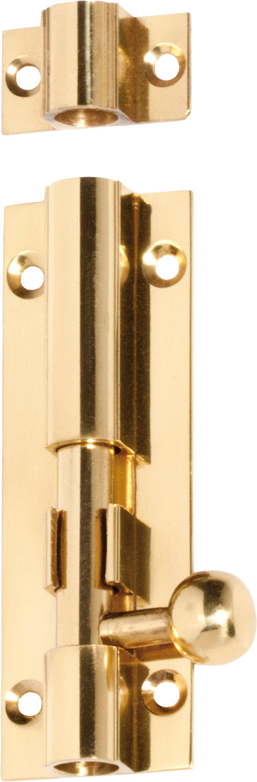 Barrel Bolt Polished Brass / L75mm