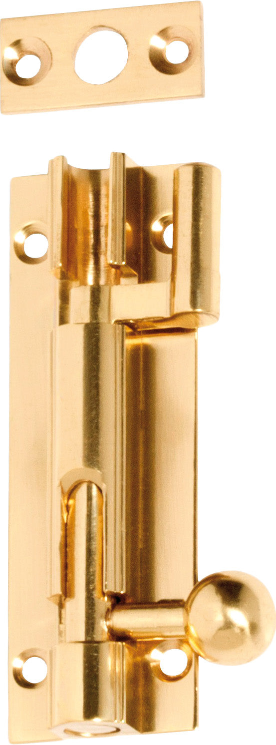Barrel Bolt Polished Brass / Offset L75mm
