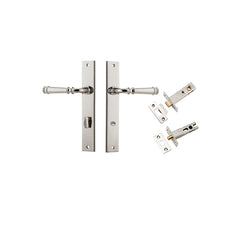 Verona Lever - Rectangular Backplate Privacy Kit with Privacy Turn Polished Nickel / Solid Brass