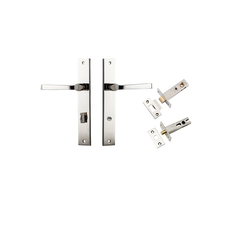 Annecy Lever - Rectangular Backplate Privacy Kit with Privacy Turn Polished Nickel / Solid Brass