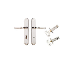 Sarlat Lever - Shouldered Backplate Privacy Kit with Privacy Turn Polished Nickel / Solid Brass