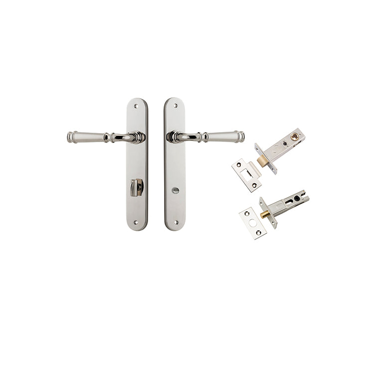 Verona Lever - Oval Backplate Privacy Kit with Privacy Turn Polished Nickel / Solid Brass