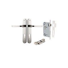 Annecy Lever - Oval Backplate Entrance Kit with High Security Lock Polished Nickel / Solid Brass