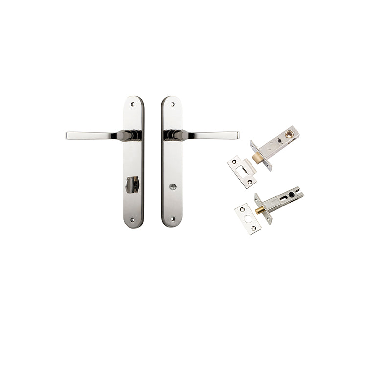 Annecy Lever - Oval Backplate Privacy Kit with Privacy Turn Polished Nickel / Solid Brass