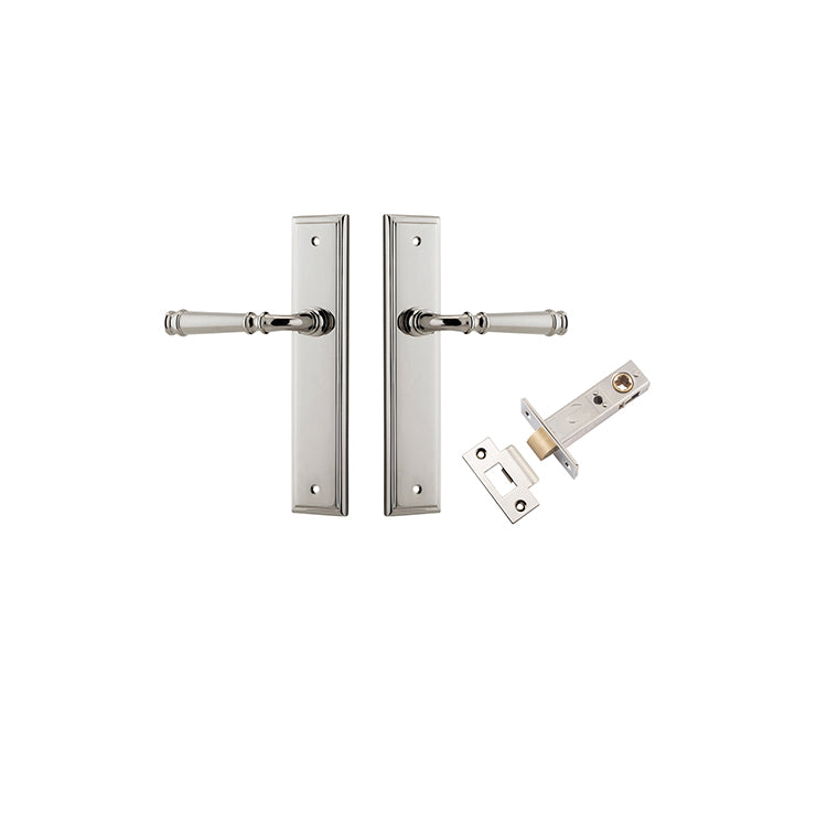 Verona Lever - Stepped Backplate Passage Kit Polished Nickel / Solid Brass
