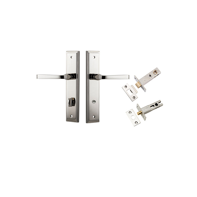 Annecy Lever - Stepped Backplate Privacy Kit with Privacy Turn Polished Nickel / Solid Brass
