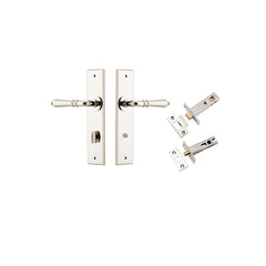 Sarlat Lever - Chamfered Backplate Privacy Kit with Privacy Turn Polished Nickel / Solid Brass