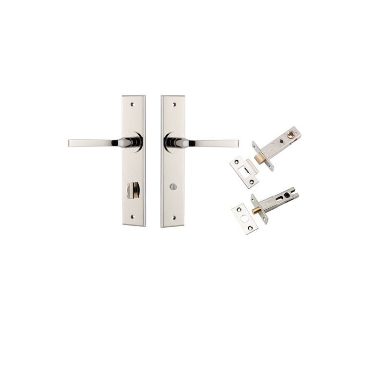 Annecy Lever - Chamfered Backplate Privacy Kit with Privacy Turn Polished Nickel / Solid Brass