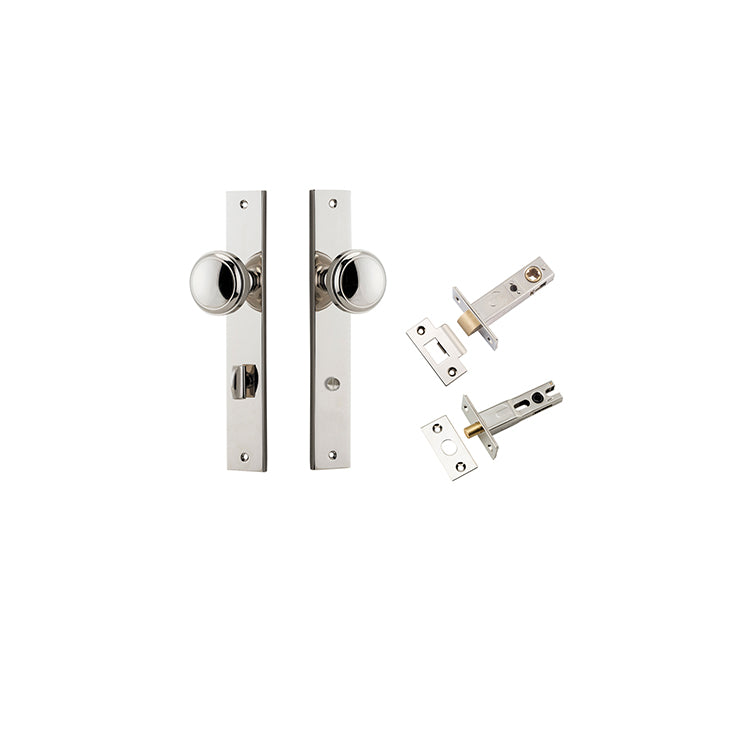 Paddington Knob - Rectangular Backplate Privacy Kit with Privacy Turn Polished Nickel / Solid Brass