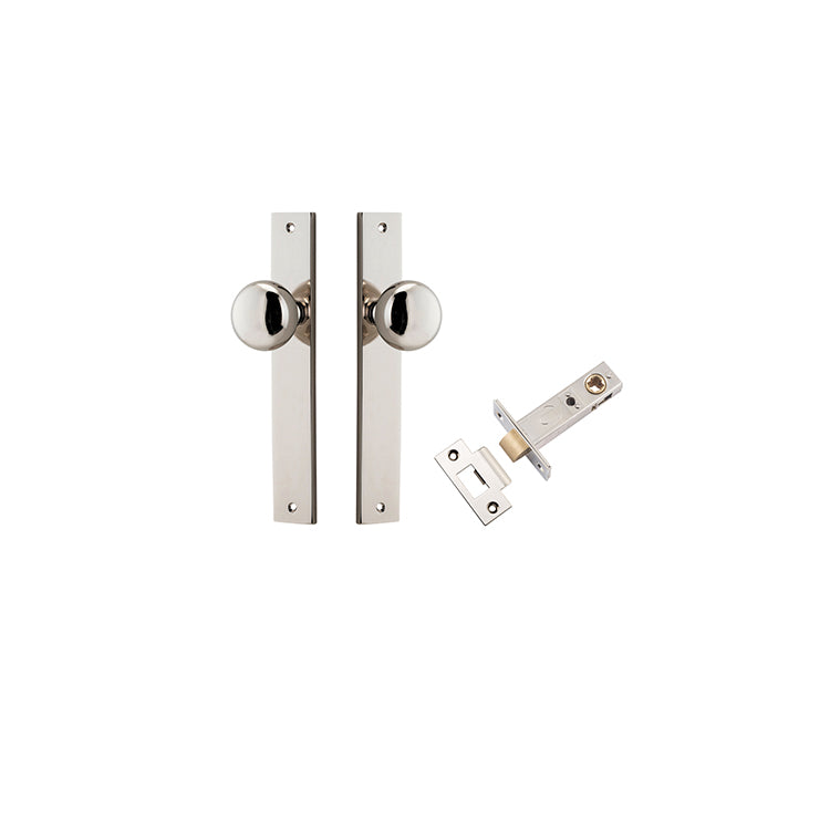 Cambridge Knob - Rectangular Backplate Passage Kit Polished Nickel / Solid Brass