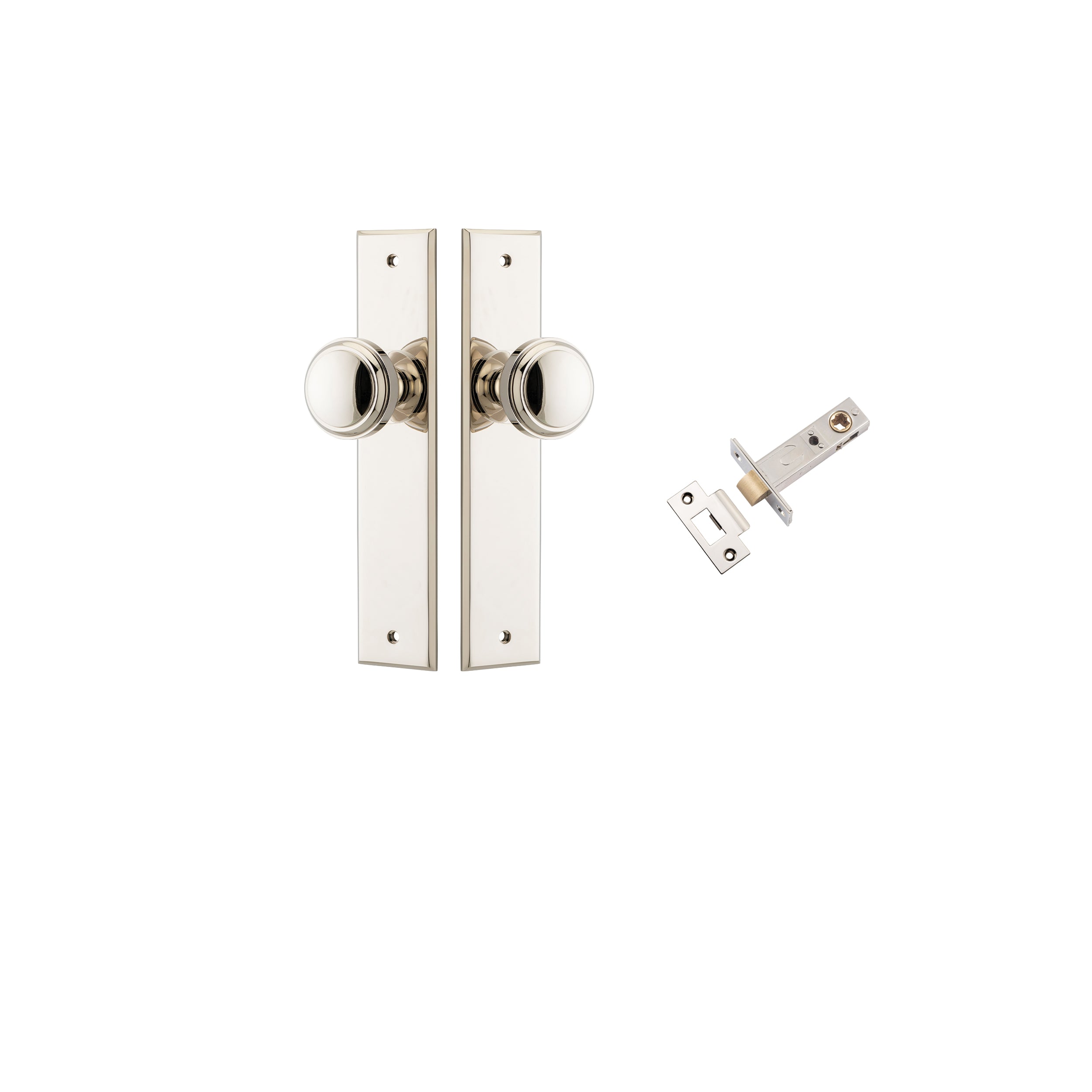 Paddington Knob - Chamfered Backplate Passage Kit Polished Nickel / Solid Brass