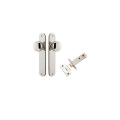 Cambridge Knob - Oval Backplate Passage Kit Polished Nickel / Solid Brass