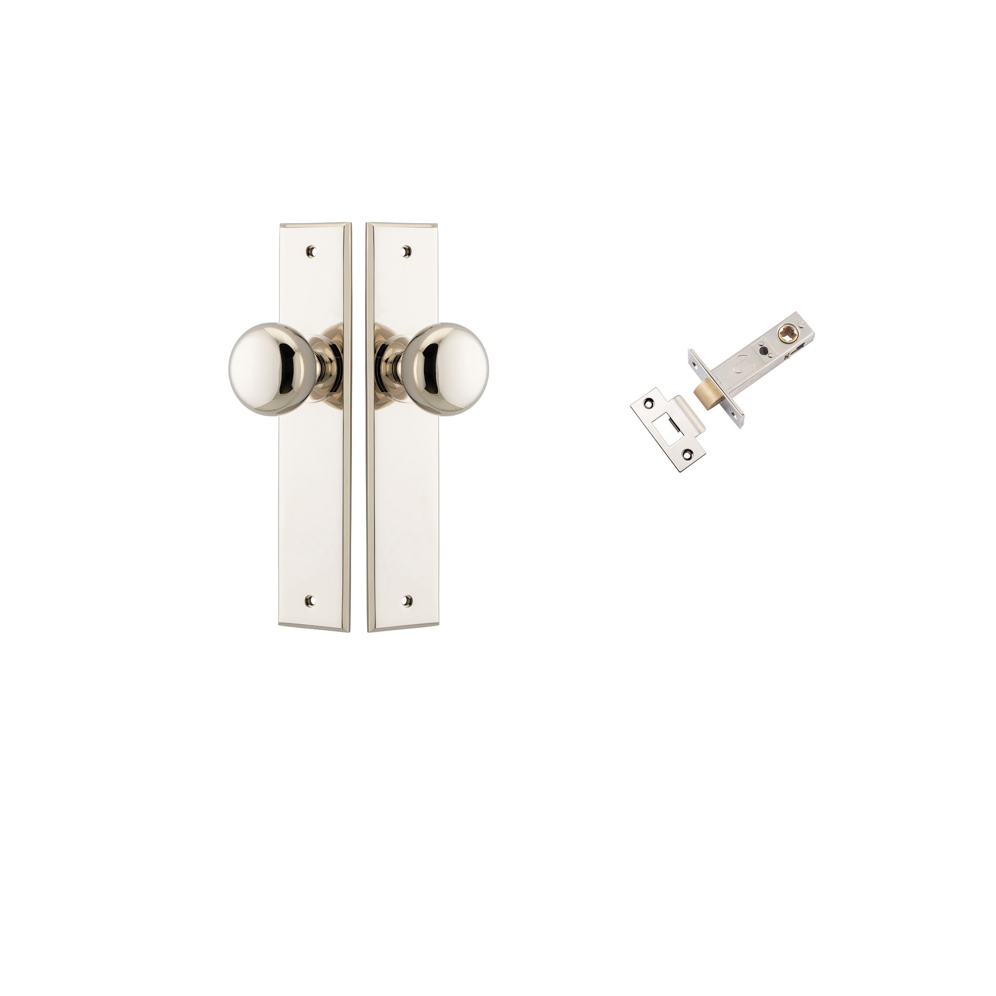 Cambridge  Knob - Chamfered Backplate Passage Kit Polished Nickel / Solid Brass