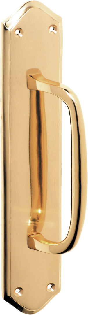 Offset Pull Handle on Backplate Polished Brass / H250xW50xP50mm