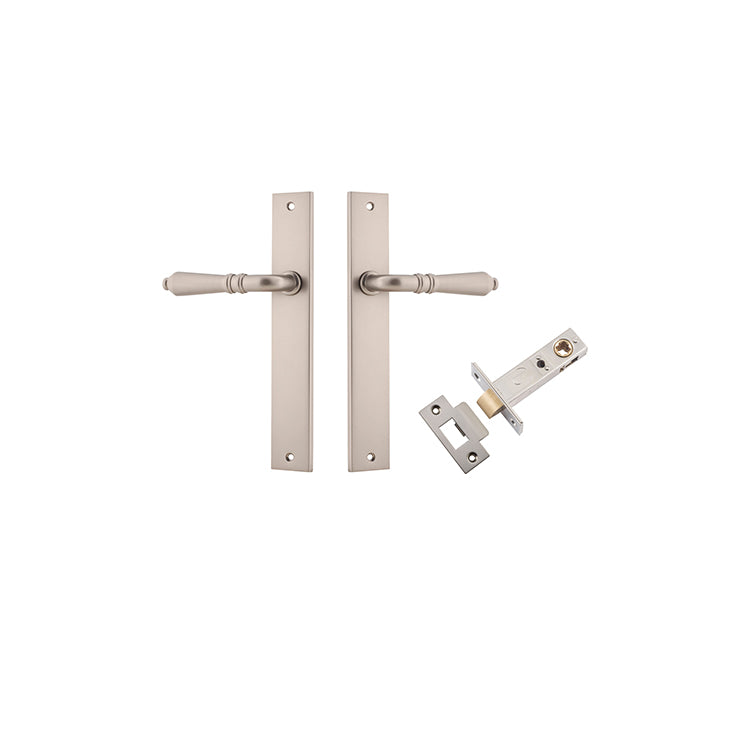 Sarlat Lever - Rectangular Backplate Passage Kit Satin Nickel / Solid Brass