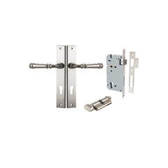 Verona Lever - Rectangular Backplate Entrance Kit with High Security Lock Satin Nickel / Solid Brass