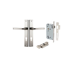 Annecy Lever - Rectangular Backplate Entrance Kit with High Security Lock Satin Nickel / Solid Brass