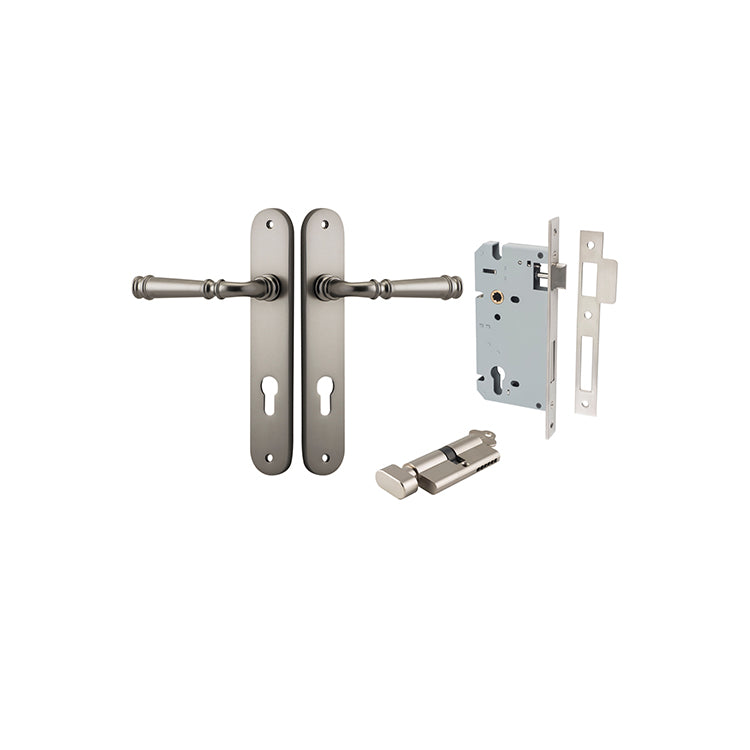 Verona Lever - Oval Backplate Entrance Kit with High Security Lock Satin Nickel / Solid Brass