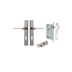 Como Lever - Rectangular Backplate Entrance Kit with High Security Lock Satin Nickel / Solid Brass