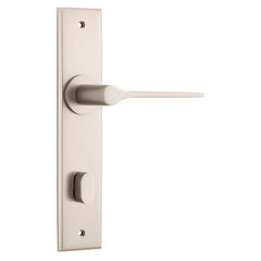 Como Lever - Chamfered Backplate Satin Nickel / Brass