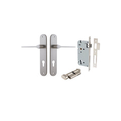 Como Lever - Oval Backplate Entrance Kit with High Security Lock Satin Nickel / Solid Brass