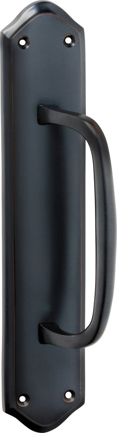 Offset Pull Handle on Backplate Antique Copper / H250xW50xP50mm