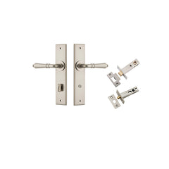 Sarlat Lever - Chamfered Backplate Privacy Kit with Privacy Turn Satin Nickel / Solid Brass
