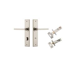 Baltimore Lever - Chamfered Backplate Privacy Kit with Privacy Turn Satin Nickel / Solid Brass